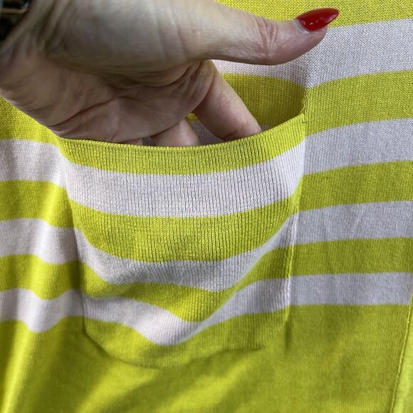 Isaac Mizrahi XL Stripe Button Front Cardigan Sweater Long Duster Green Pink - Picture 6 of 14